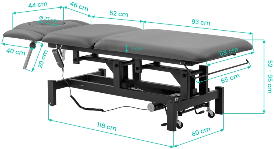 Activeshop Elektrinis masažo ir fizioterapijos stalas Balance Eso 5, pilkas