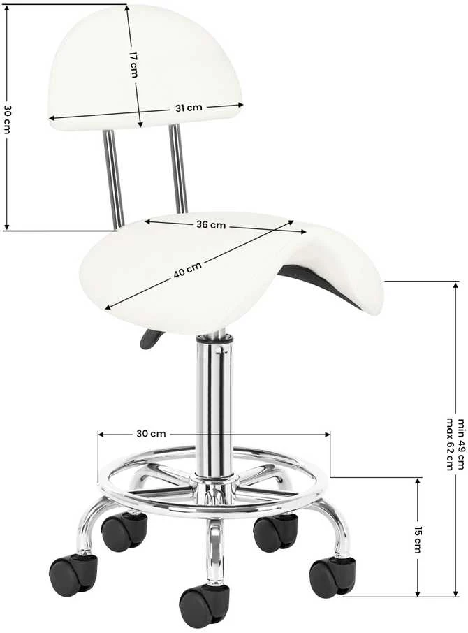 Activeshop Kosmetologinė meistro kėdutė su atlošu 6001 balta