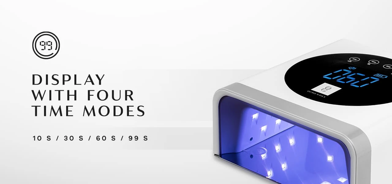 OCHO NAILS belaidė LED UV lempa X22, 72 W, balta, su veidrodiniu dugnu aprašymas - Prekės nuotrauka