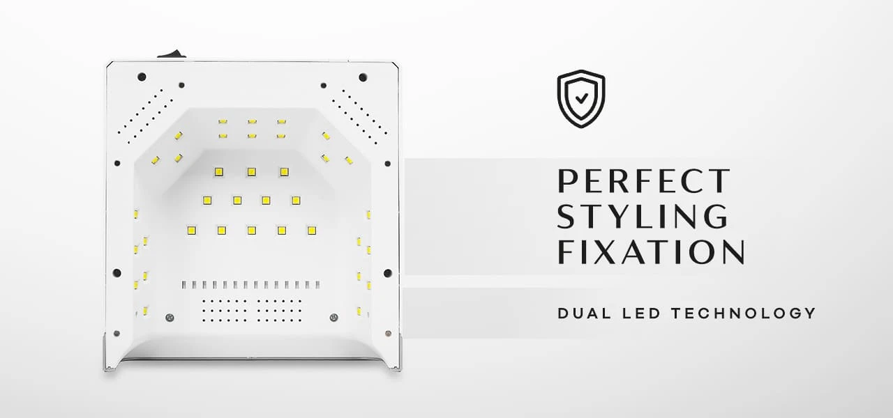 OCHO NAILS belaidė LED UV lempa X22, 72 W, balta, su veidrodiniu dugnu aprašymas - Prekės nuotrauka