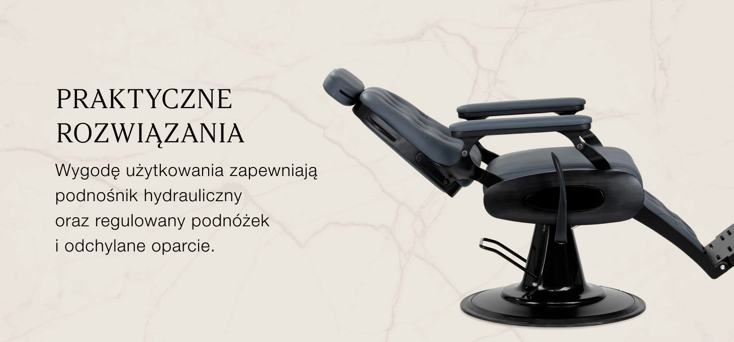 Activeshop Fotel barberski Gabbiano Francesco grafito ze szczotkowaną podstawą 2 gat. aprašymas - Prekės nuotrauka