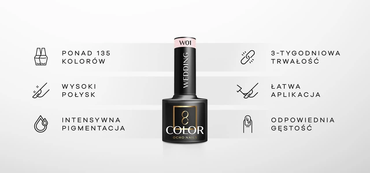 Activeshop OCHO NAILS Hibridinis vestuvinis nagų lakas W02 -5 g aprašymas - Prekės nuotrauka