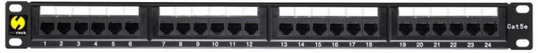 NETRACK 104-05 patch panel 19inch 24-jungtys kat. 5e UTP su lentyna