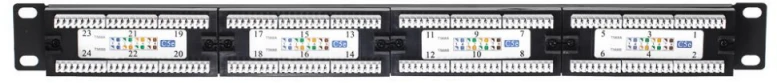 NETRACK 104-05 patch panel 19inch 24-jungtys kat. 5e UTP su lentyna