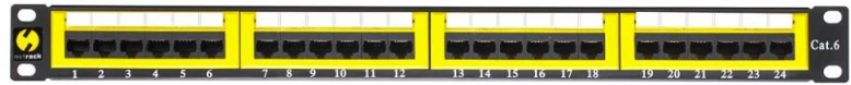 NETRACK 104-06 Netrack patch panel 19 24-jungtys kat. 6 UTP, su lentyna