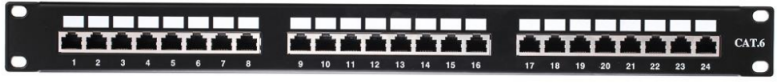 NETRACK 104-07 patch panel 19inch 24-jungtys kat. 6 FTP su lentyna
