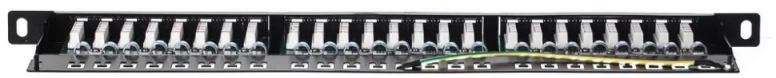 NETRACK 104-10 patch panel 19inch 24-jungtys kat. 5e UTP 0 5U su lentyna