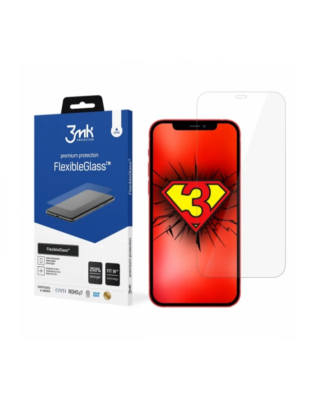 3MK FlexibleGlass Apple, skirtas iPhone 12/12 Pro, hibridinis stiklas, skaidrus, skaidrus ekrano apsauginis sluoksnis