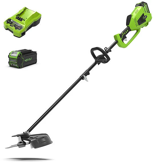 Greenworks styginė žoliapjovė ir krūmapjovė viename 40V GD40BCK4 (su 4Ah akumuliatoriumi)