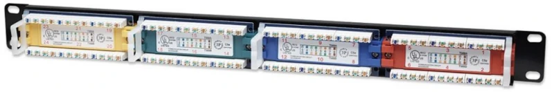 INTELLINET Cat5e spalvomis koduotas pataisų skydelis 24 prievadų, UTP, 1U, 513678
