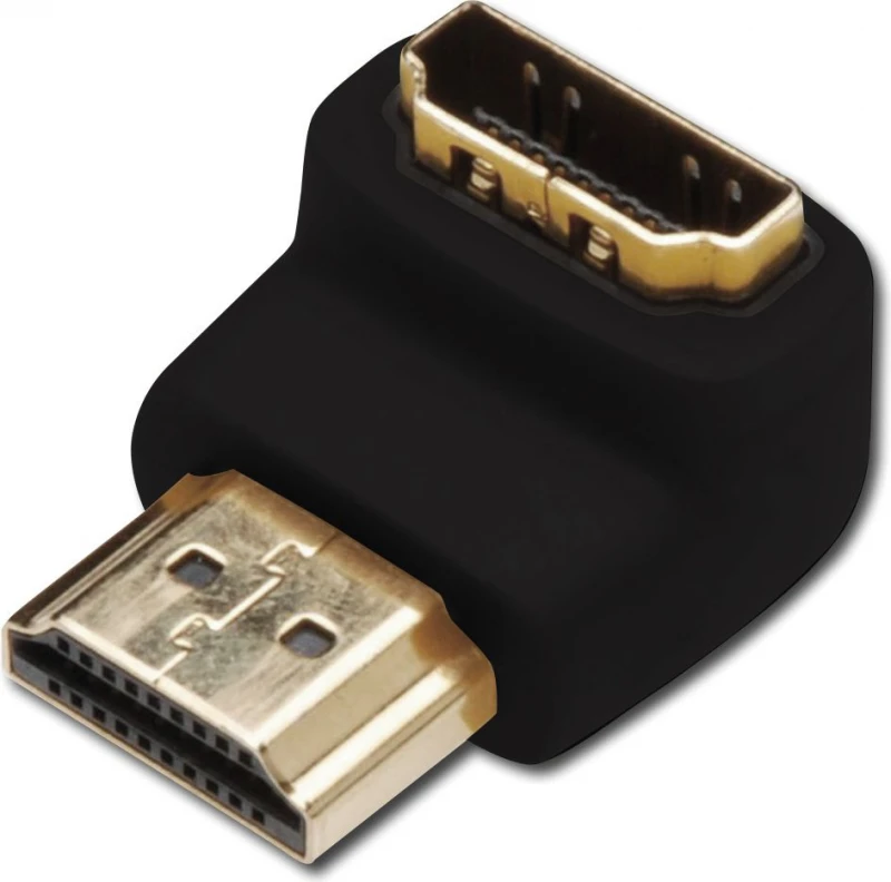 Assmann Electronic ASSMANN HDMI adapteris A tipo 90 laipsnių kampu M/F Ultra HD 60p bl auksinis
