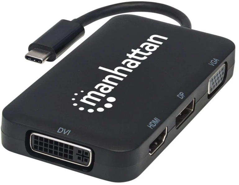 MANHATTAN 152600 Manhattan AV USB-C 3.1 kelių prievadų adapteris –> HDMI/DP/VGA/DVI