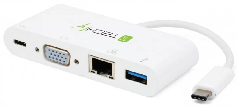 Techly USB-C adapteris su VGA ir tinklo jungtimi
