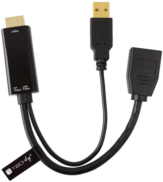 HDMI į DisplayPort adapteris su USB maitinimo jungtimi