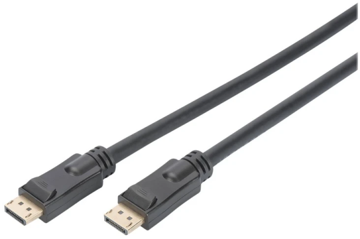 Assmann Electronic Assmann Cable DisplayPort 4K 60Hz UHD Type DP/DP M/M su stiprintuvo blokavimu, juodas 20m