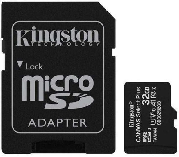 Atminties kortelė Kingston Canvas Select Plus UHS-I 32 GB Micro SDHC Flash atminties klasė 10 SD Adapteris