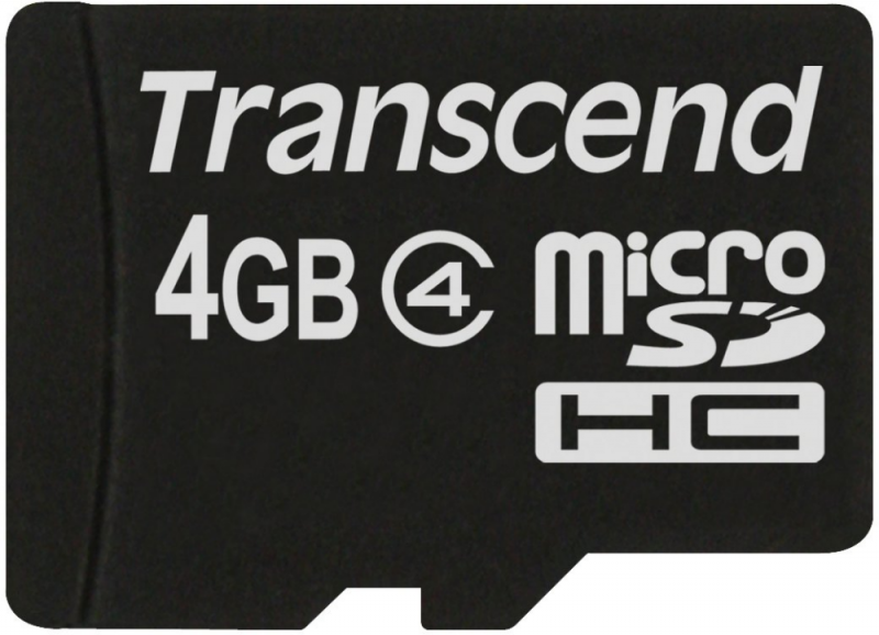 Transcend Micro SDHC 4GB Class4 19/5 MB/s atminties kortelė + adapteris