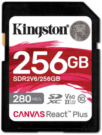 Atminties kortelė Kingston | Canvas React Plus | 256 GB | SD | Flash atminties klasė 10