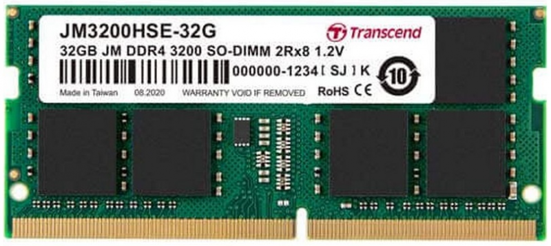 RAM TRANSCEND 32GB JM DDR4 3200Mhz SO-DIMM 2Rx8 2Gx8 CL22 1.2V