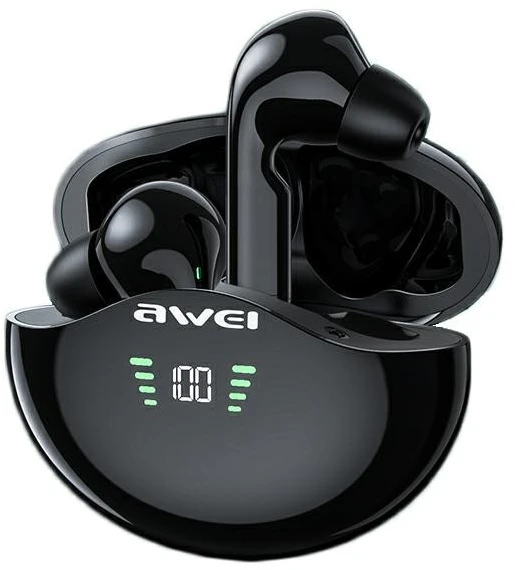 AWEI Bluetooth 5.3 T12P TWS ausinės + docking station juodos spalvos