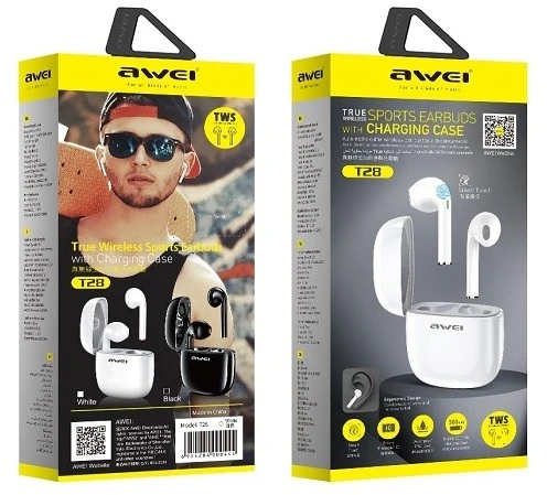 AWEI Bluetooth 5.0 T28 TWS ausinės + docking station juodos spalvos