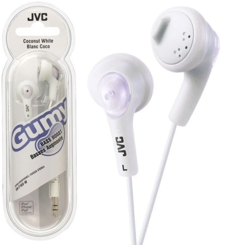 Į ausis įkišamos Ausinės JVC HA-F160WEP "Bass boosting" technologija, "Gumy", baltos