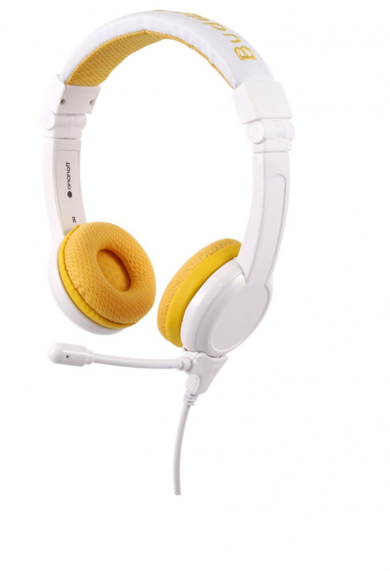 Laidinės ausinės vaikams BuddyPhones School+ geltonos spalvos