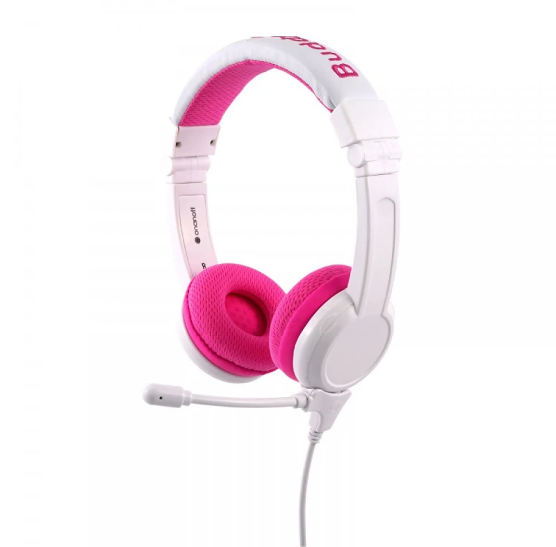 Laidinės ausinės vaikams BuddyPhones School+ rožinės spalvos