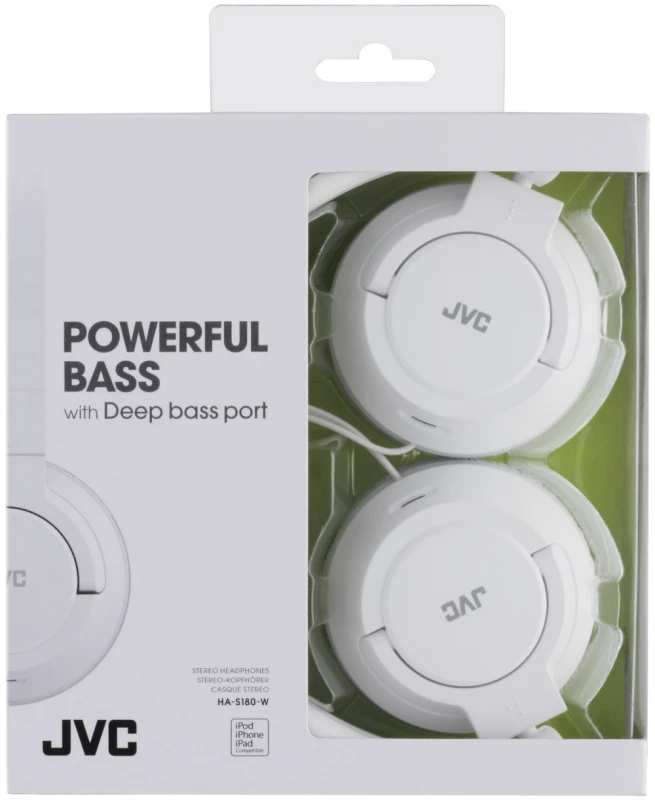 Lengvos Ausinės JVC HA-S180WE su "Deep Bass" sistema, baltos