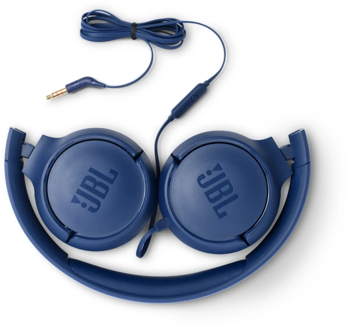 Lengvos ir patogios Ausinės JBL Tune 500 Pure Bass sound su mikrofonu mėlynos