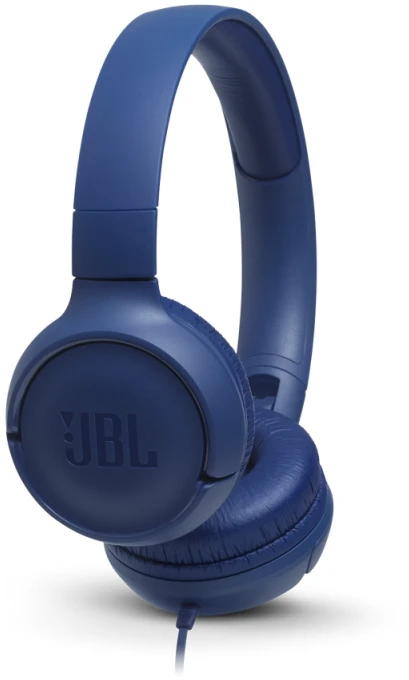 Lengvos ir patogios Ausinės JBL Tune 500 Pure Bass sound su mikrofonu mėlynos