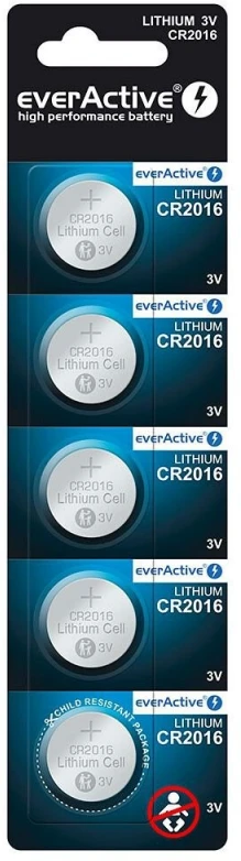 EverActive CR2016 baterijų pakuotė, 5 vnt.