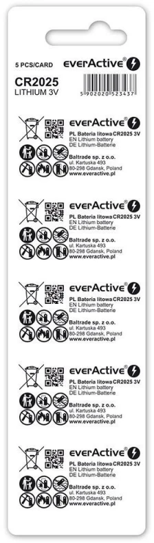 EVERACTIVE LITIO BATERIJOS CR20255BL LIZDINĖJE PAKUOTĖJE - 5 VNT.