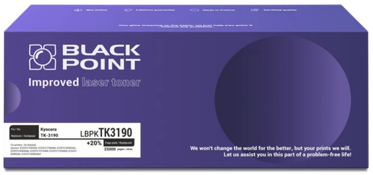 Black Point Juodas Point Toneris Juodas Point LBKTK3190 Juodas pakeitimas TK -3190 (BLKYOTK3190BCBW)