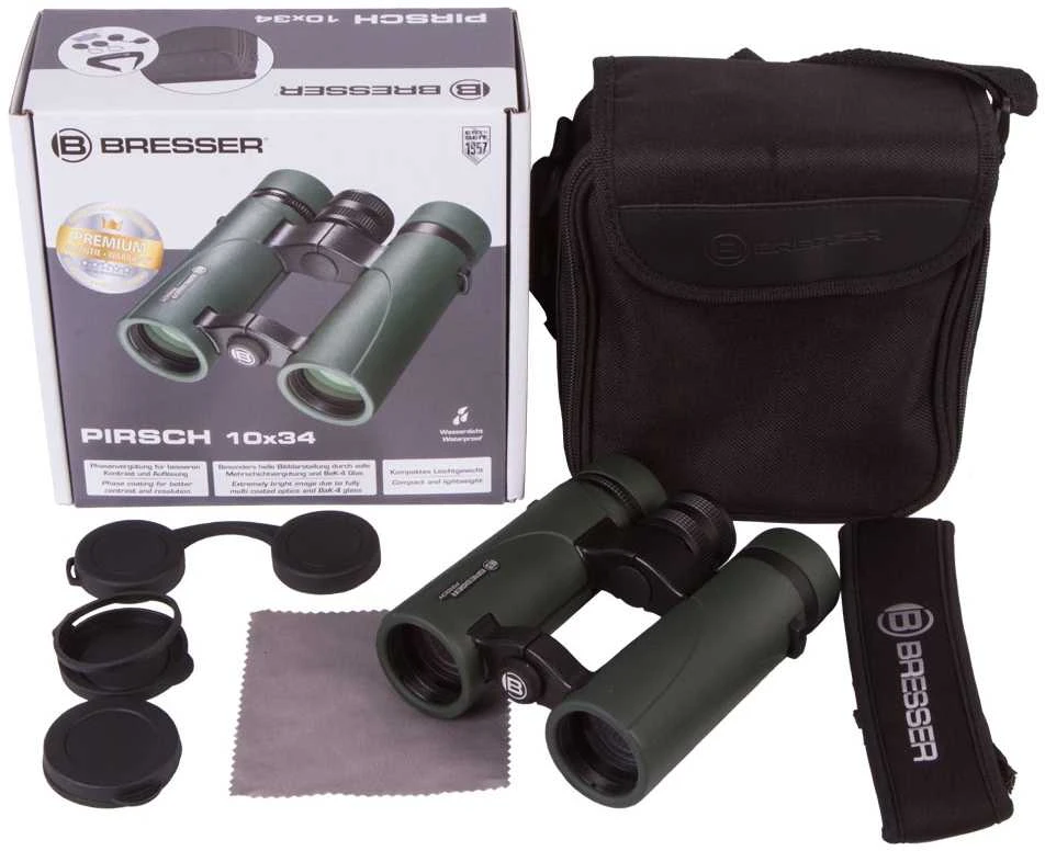 Bresser Pirsch PRO 10 x 34 žiūronai su fazinė danga