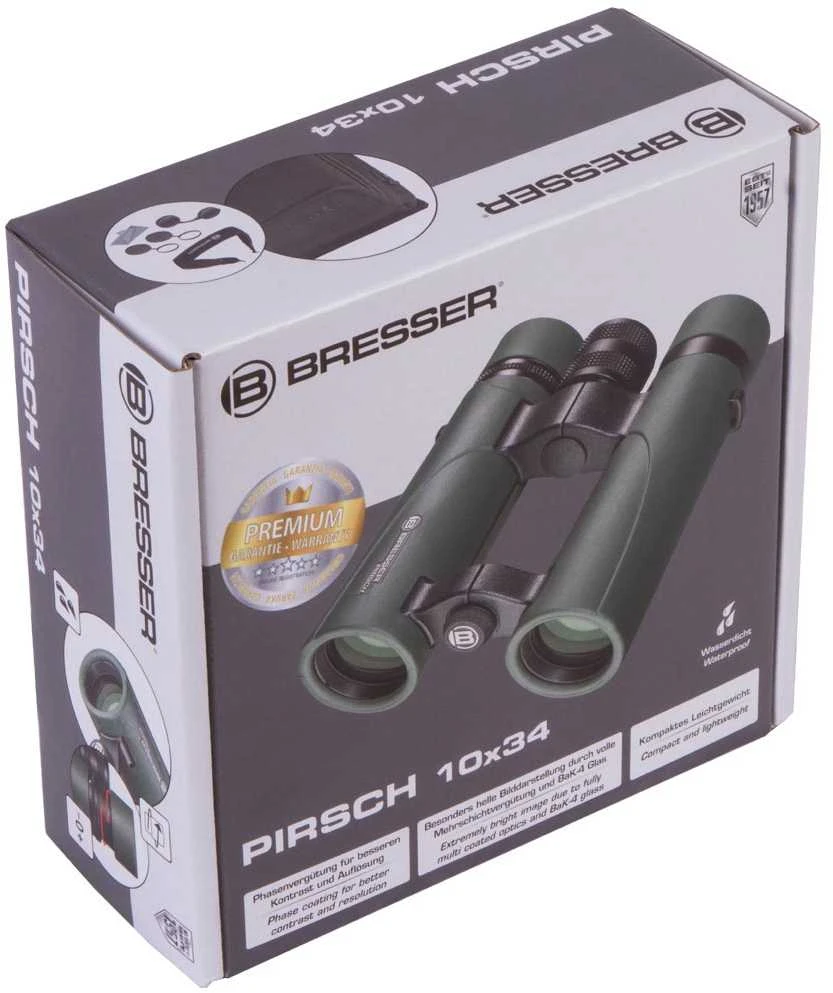 Bresser Pirsch PRO 10 x 34 žiūronai su fazinė danga