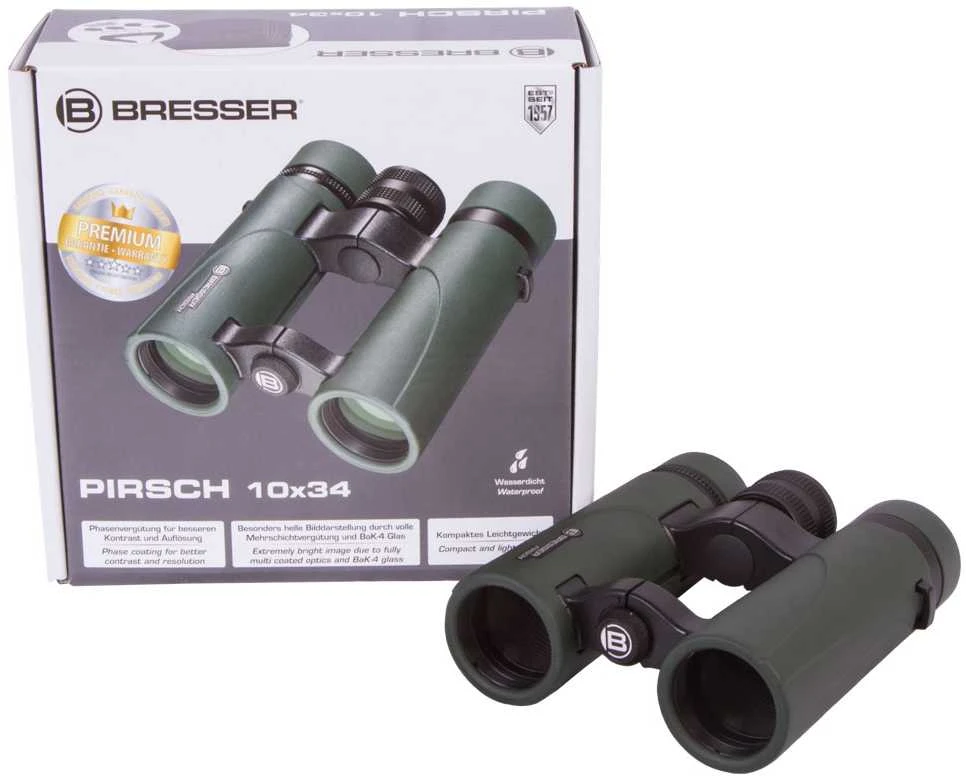 Bresser Pirsch PRO 10 x 34 žiūronai su fazinė danga
