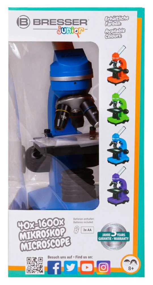 Mikroskopas Bresser Junior Biolux SEL 40–1600x, mėlynas