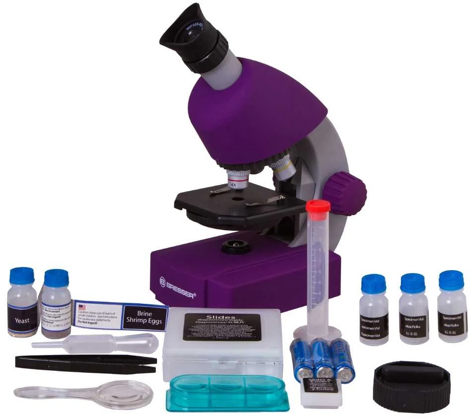 Mikroskopas Bresser Junior 40-640x - violetinis