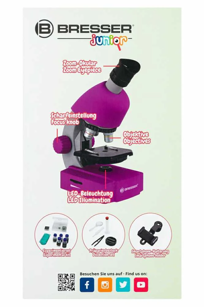 Mikroskopas Bresser Junior 40-640x - violetinis