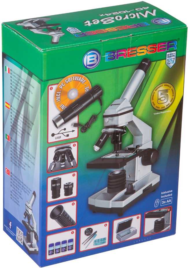 Mikroskopas BRESSER JUNIOR 40X-1024X su okuliaro kamera ir eksperimentiniu rinkiniu
