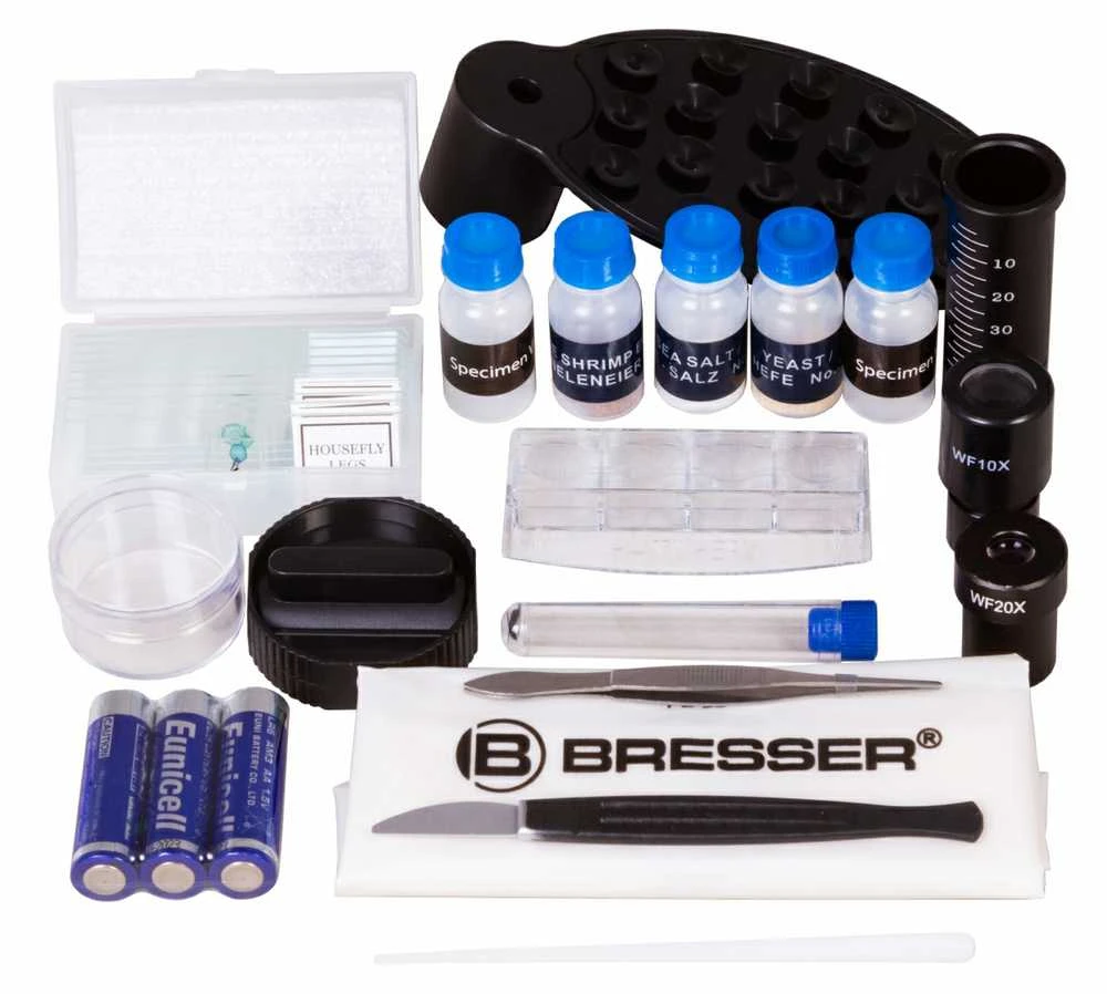 Mikroskopas Bresser Junior Biolux SEL 40–1600x, mėlynas