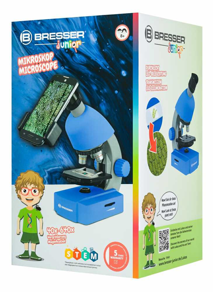 Mikroskopas Bresser Junior 40-640x - mėlynas