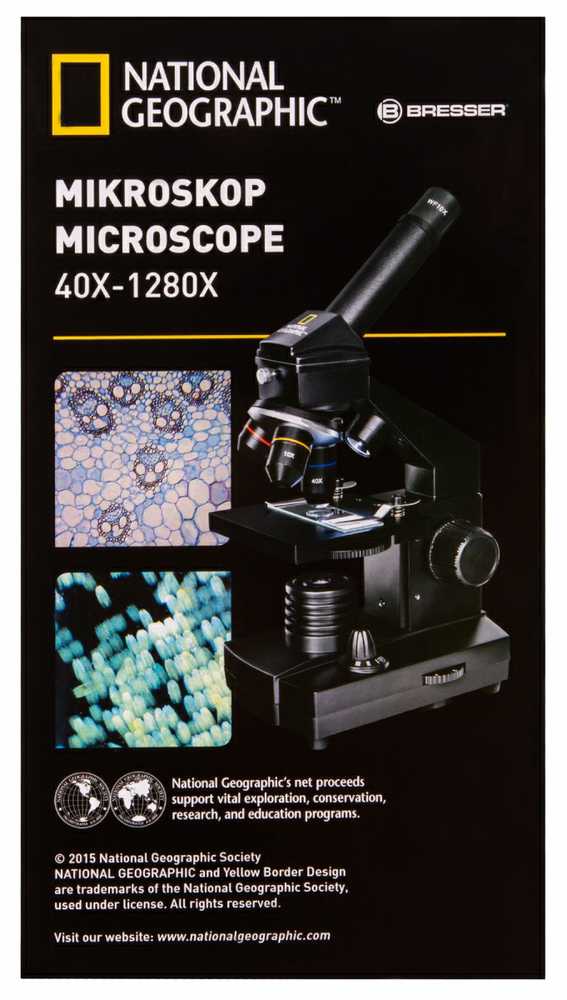 Dėlionė Bresser National Geographic Mikroskopas NATIONAL GEOGRAPHIC 40X-1280X su eksperimentiniu rinkiniu ir išmaniojo telefon