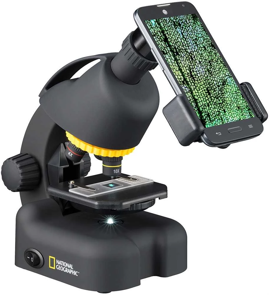 Dėlionė Bresser Mikroskopas NATIONAL GEOGRAPHIC 40-640X su eksperimento komplektu ir išmaniojo telefono a