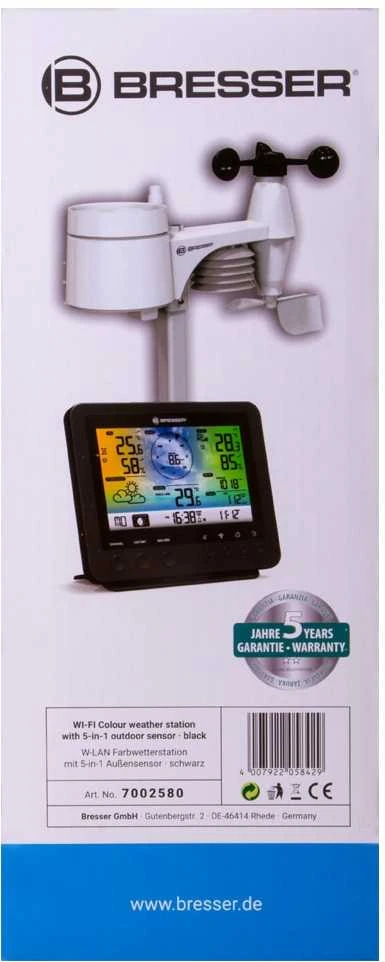BRESSER WIFI spalvotas orų centras su 5in1 profi jutikliu