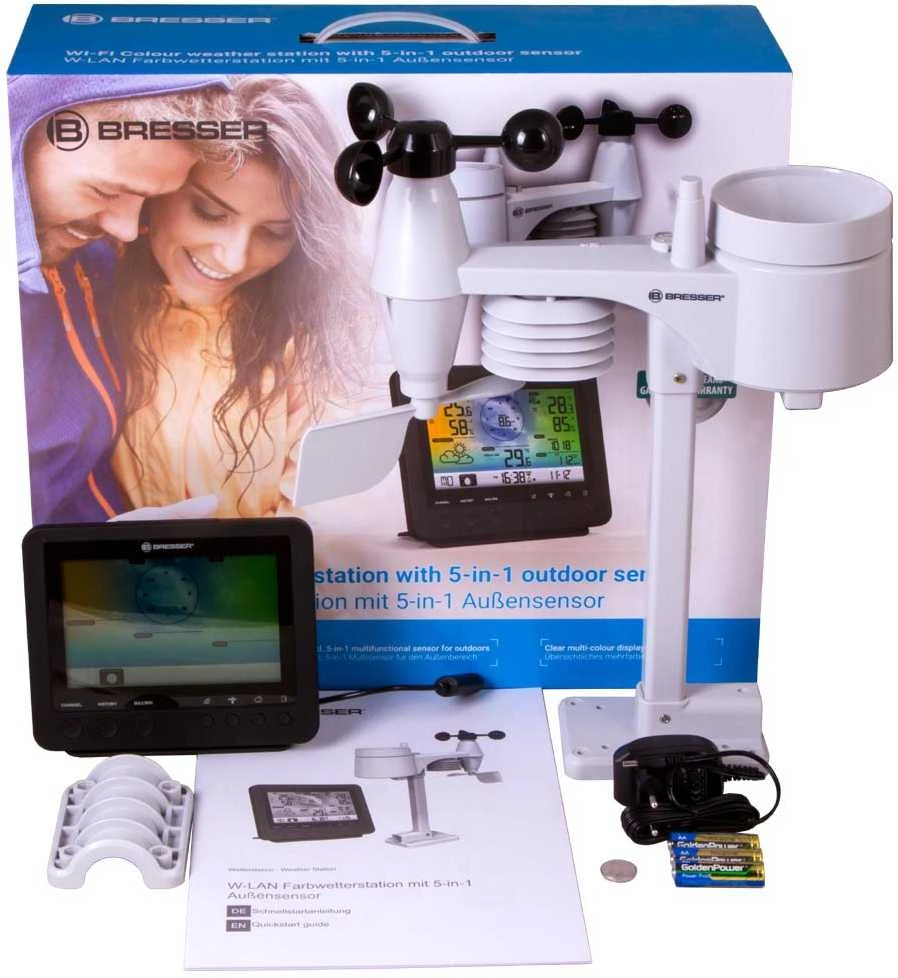 BRESSER WIFI spalvotas orų centras su 5in1 profi jutikliu