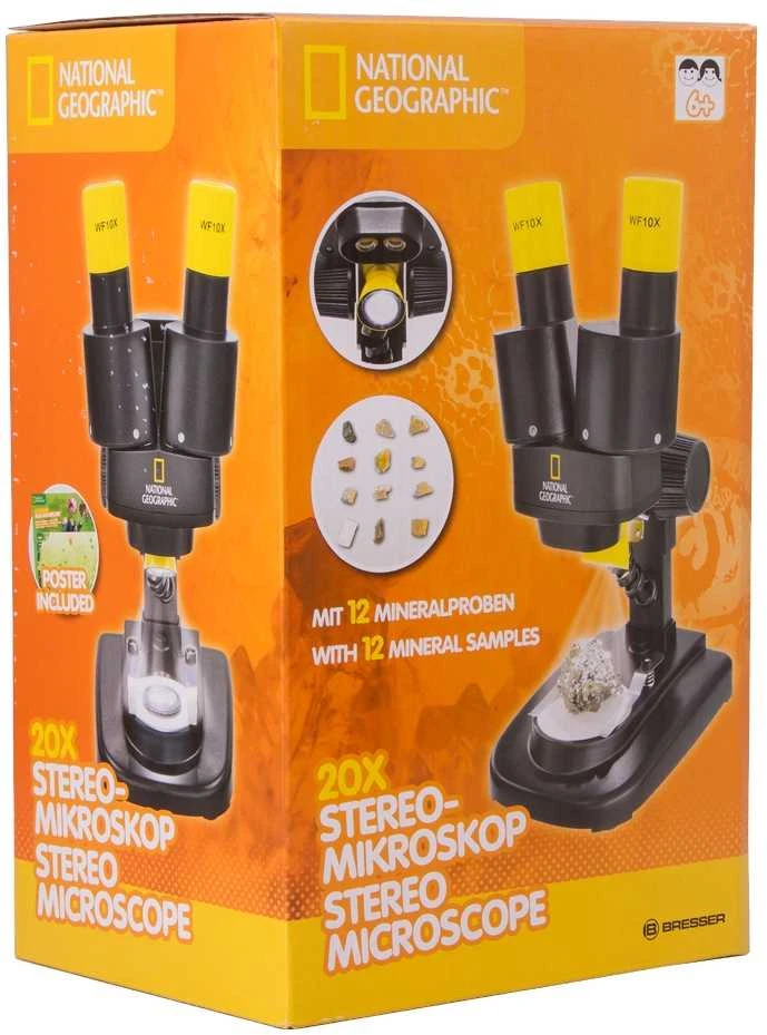 Dėlionė Bresser National Geographic Binokuliarinis mikroskopas National Geographic 20x su mineralų mėginiais