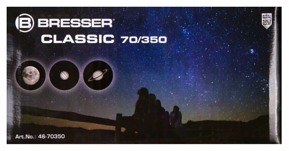 Teleskopas Bresser Classic 70/350 AZ 18 - 140x su išmaniojo telefono adapteriu