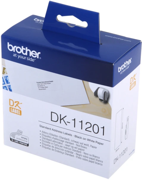 Brother Brolis | DK-11201 standartinės adresų etiketės | Juodas, Baltas | DK | 29mm x 90mm